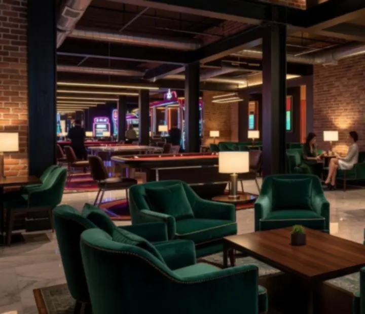 Lounge zona Seafarers casino restorana s modernim sjedećim garniturama i barom.